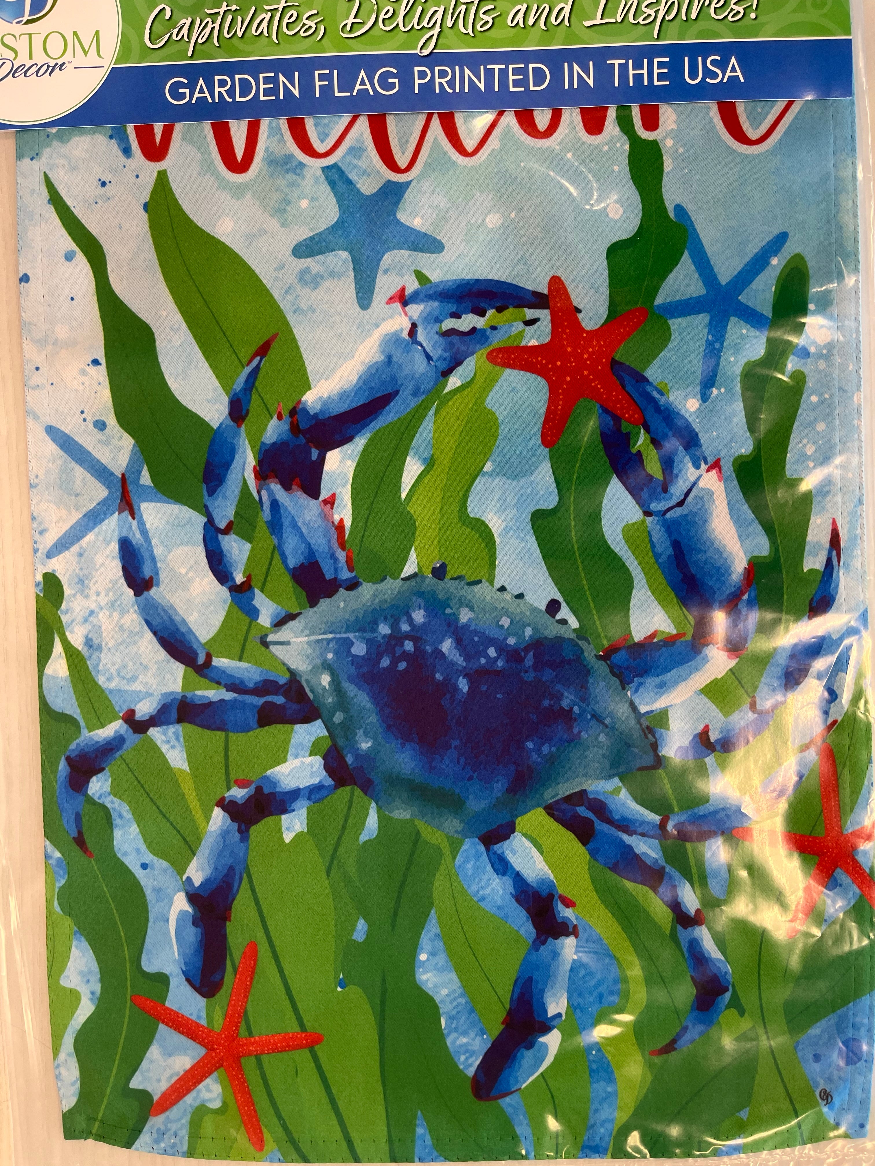 Crab and Starfish Garden Flag
