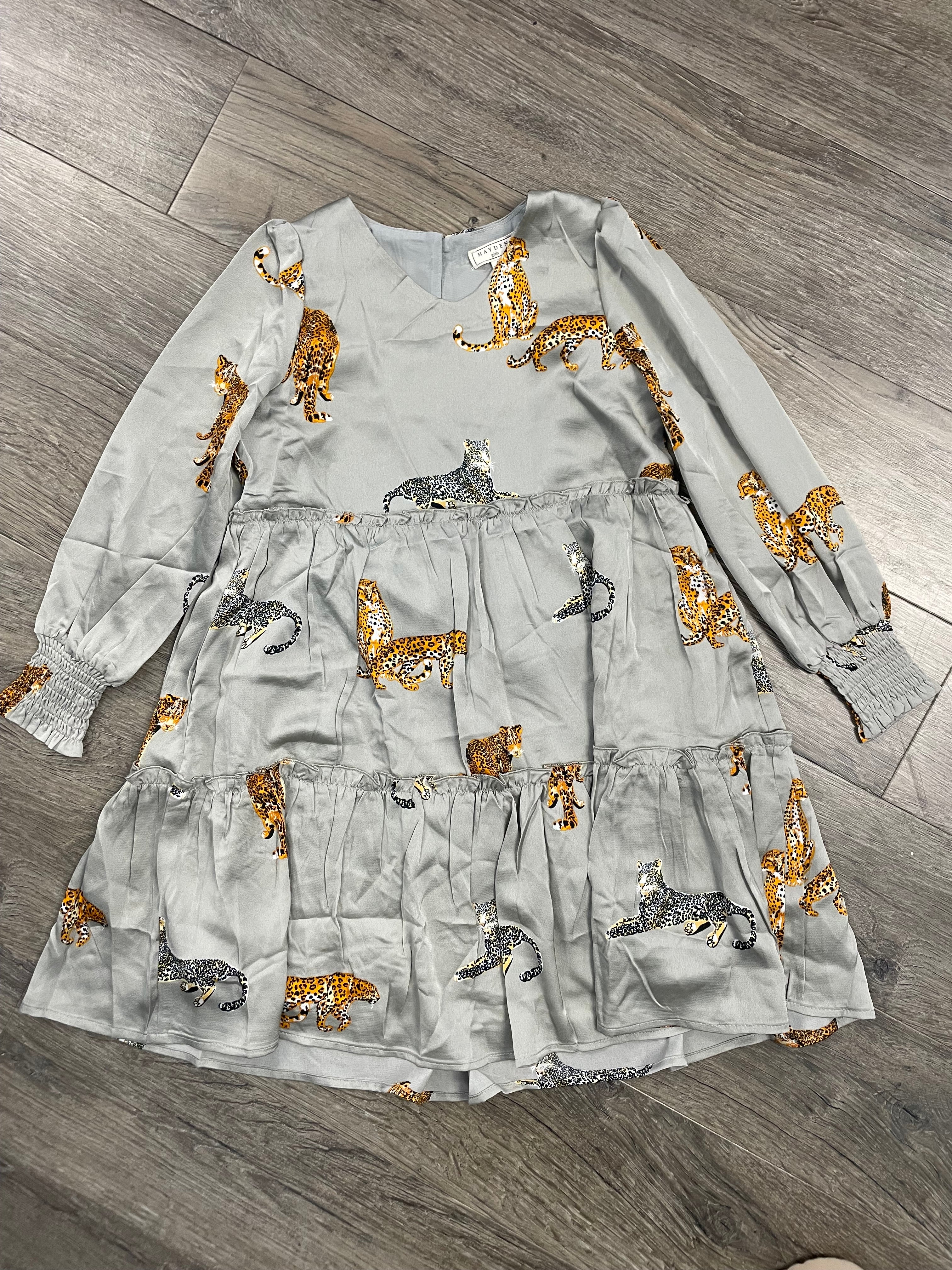 Hayden Long Sleeve Leopard Pleated Dress