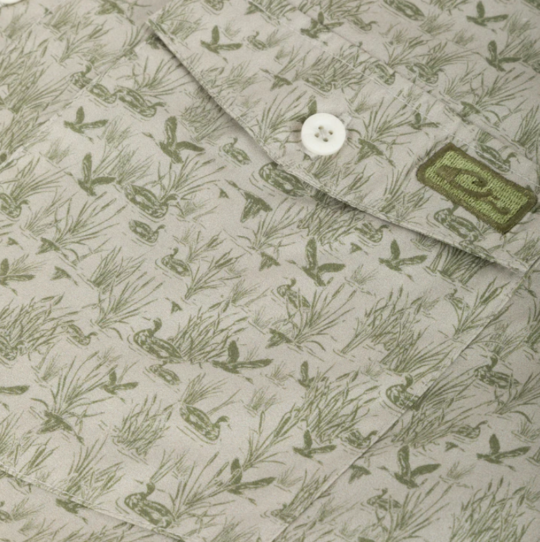 Cotton Marsh Print Short Sleeve Shirt