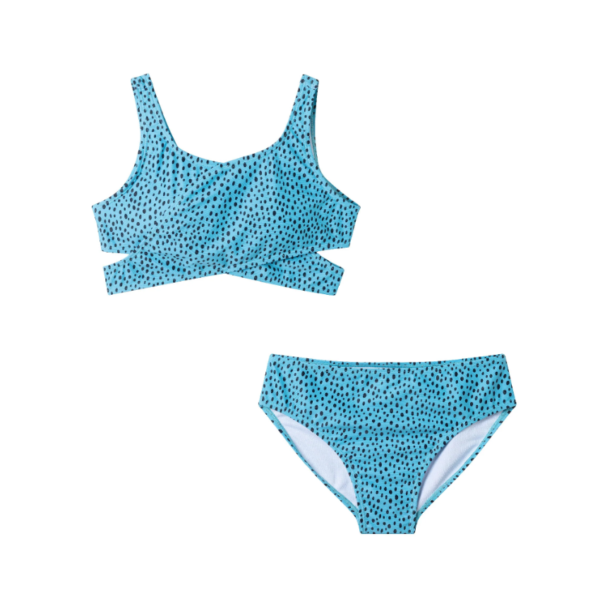 Kids Dotted Crossover Swimsuit Set