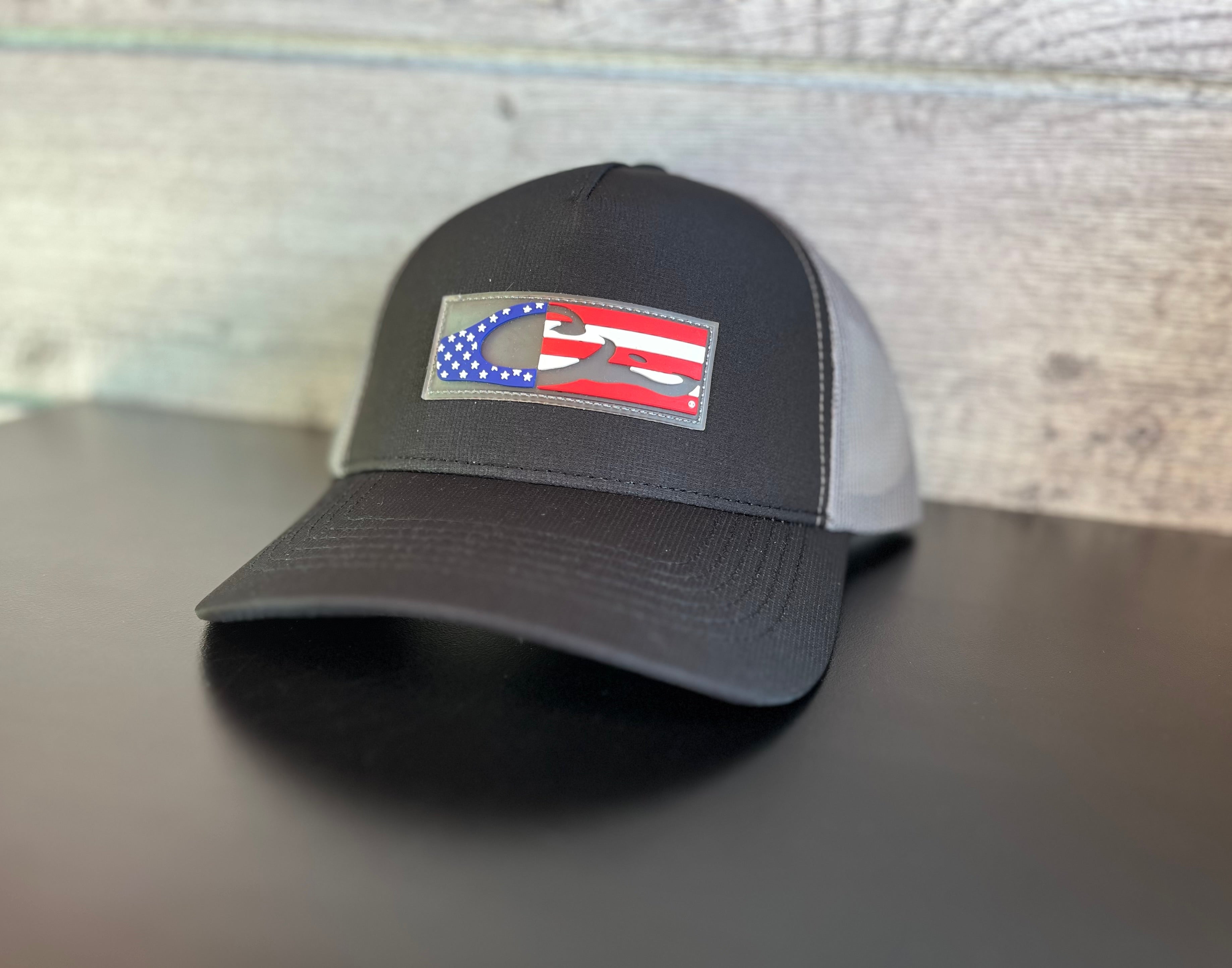 American Flag Mesh Back Cap -  Black