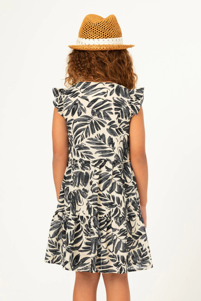 Botanical Sleeveless Button Detail Dress