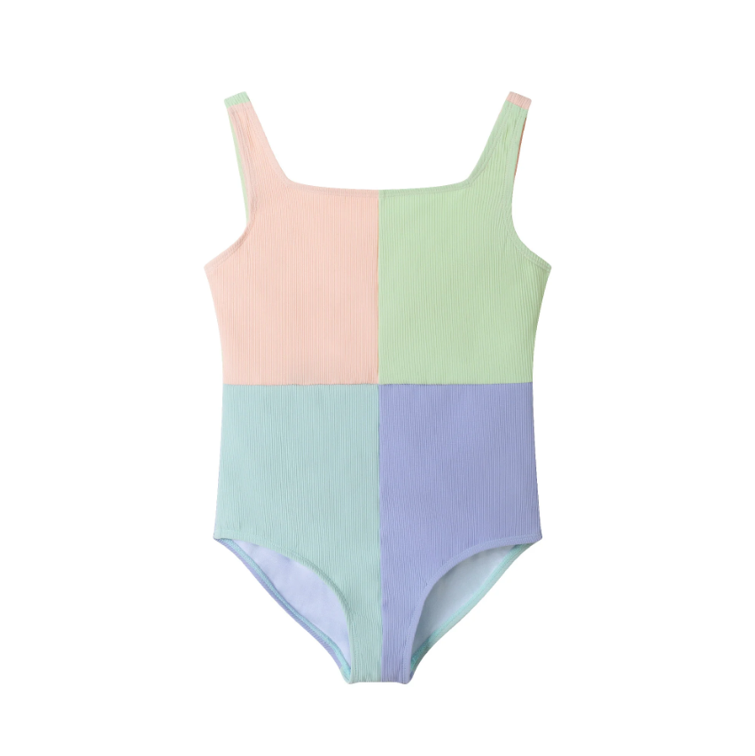 Kids Color Block One Piece Swimsuit