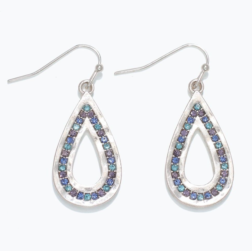 Earrings - SIlver with Blue Crystals