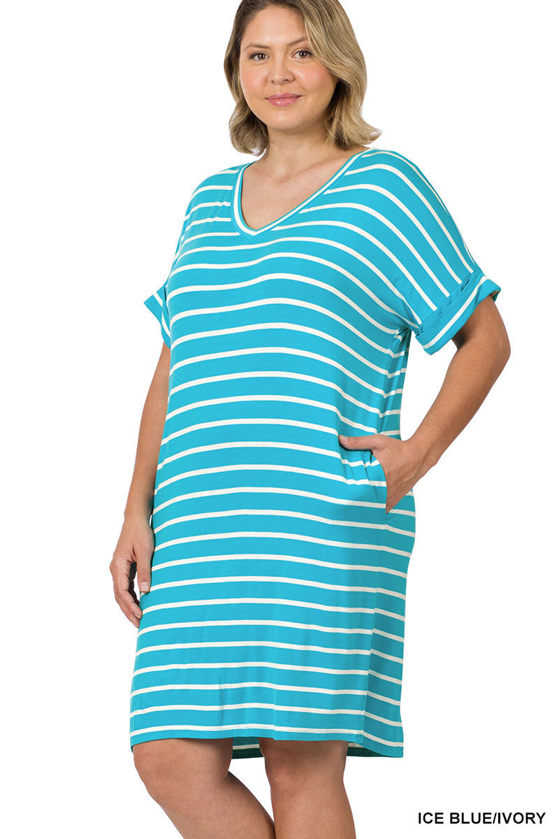 PS Rolled Short Sleeve V-Neck Dress