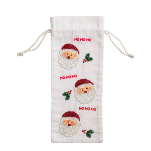 HO HO Beaded Wine Bag