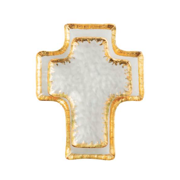 Glass Cross Tidbit Tray Set
