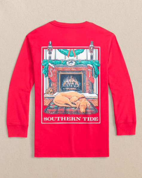 Kids Cozy Fireplace Long Sleeve T-Shirt