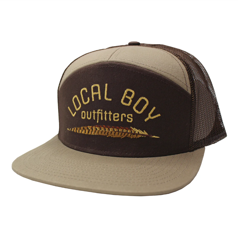 Pheasant Feather 7 Panel Hat - Light Brown