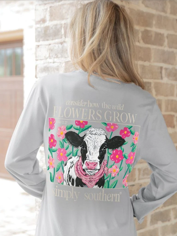 Youth Cow in Wild Flowers L/S Tee