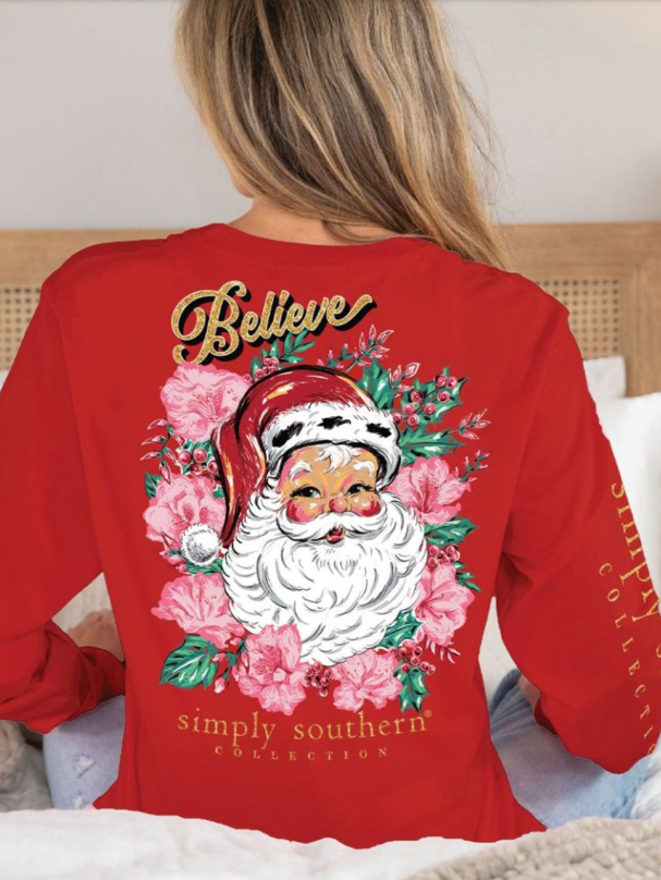 Youth Floral Santa L/S Tee