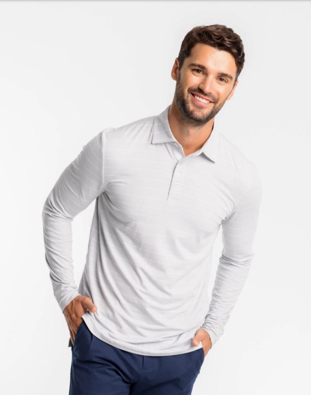Ryder Bartlett Striped Long Sleeve Performance Polo