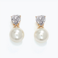 Earrings - Heart Crystal w/ Pearl
