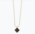 Necklace - Black Clover w/ Gold Beads