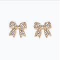 Earrings - Gold Bows w/ Crystals