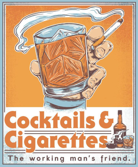 Cocktails and Cigarettes Pocket Tee