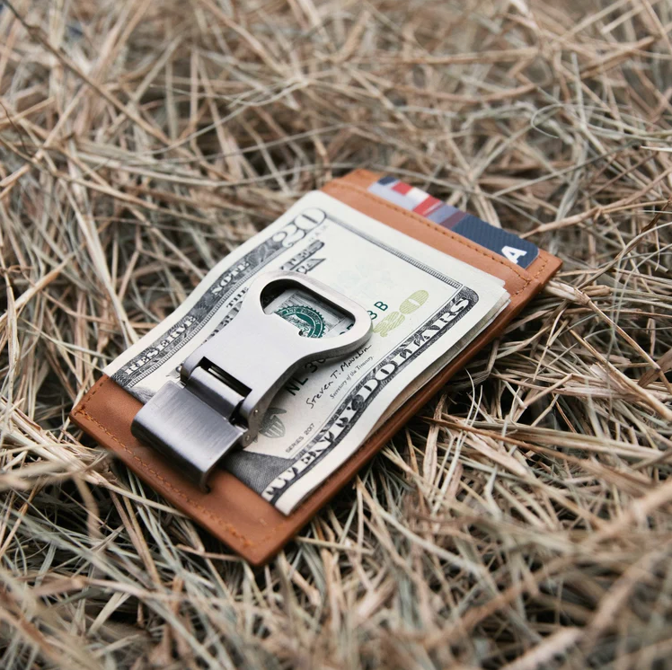 Leather money Clip w/ Bottle Opener