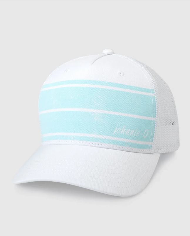 Blue Stripe Hat - White