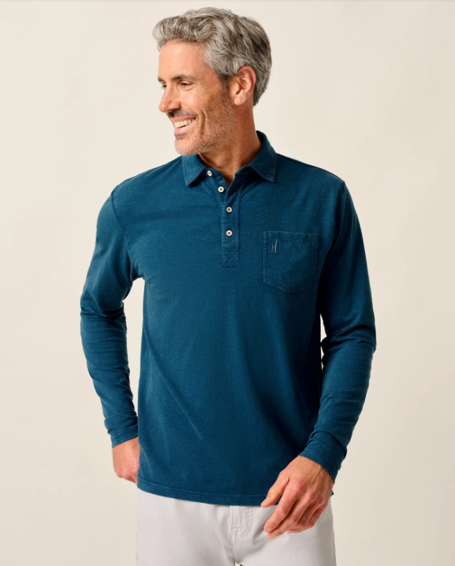 Long-Sleeve Original 4-Button Polo - Coastal Wash