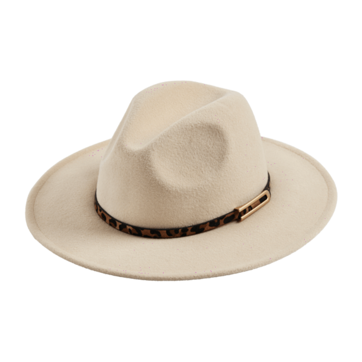 Leopard Band Fedora Cream