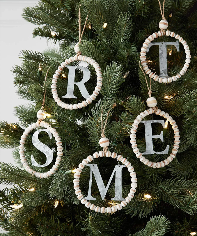 "E" Initial Beaded Ornament