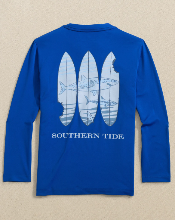 Youth Shark Bite Surfboards L/S Performance Tee