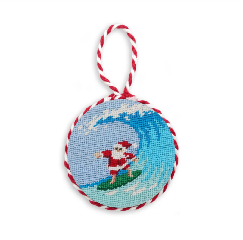 Surfing Santa Ornament