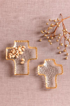 Glass Cross Tidbit Tray Set