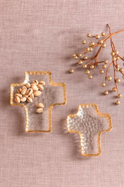 Glass Cross Tidbit Tray Set