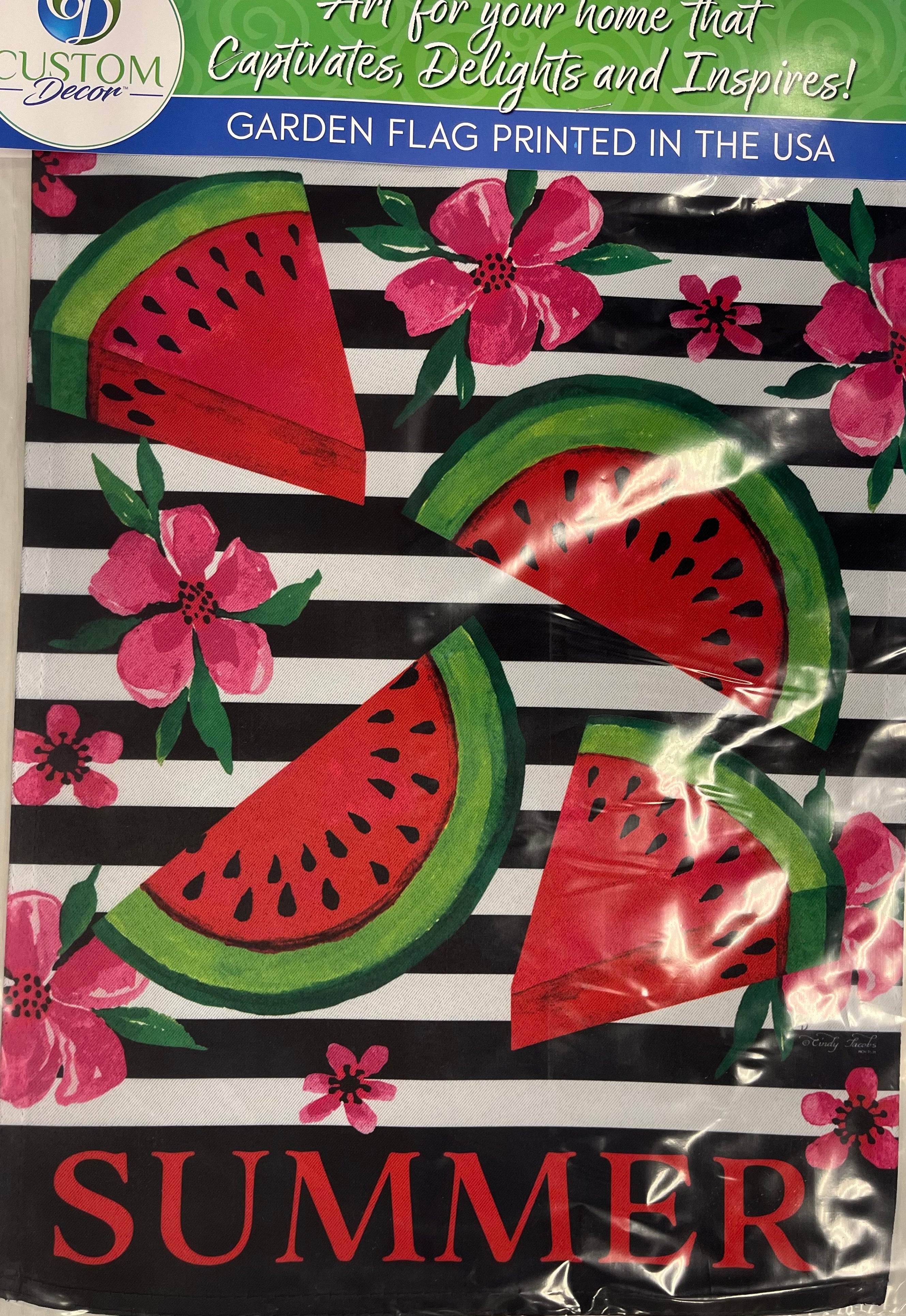 Watermelon Stripes Garden Flag