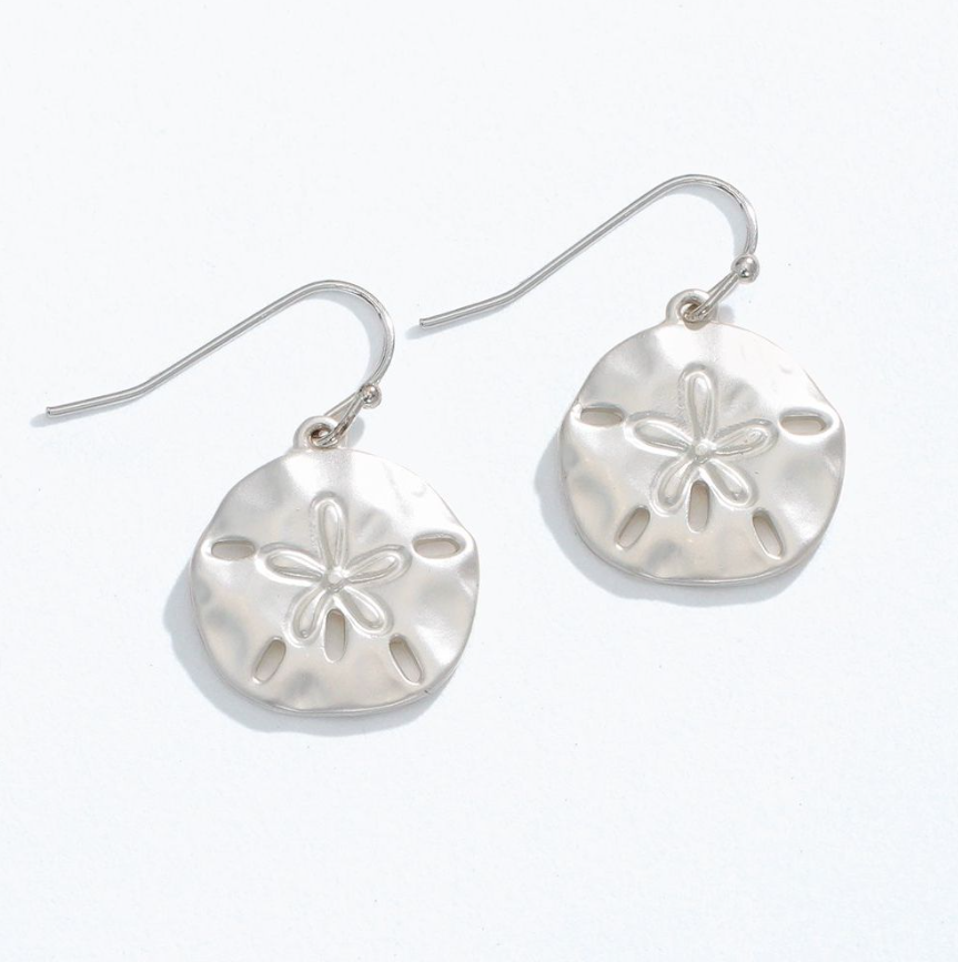 Earrings- Matte Silver Sand Dollars