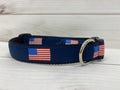 Ribbon Dog Collar w/ Black Polyweb - American Flag