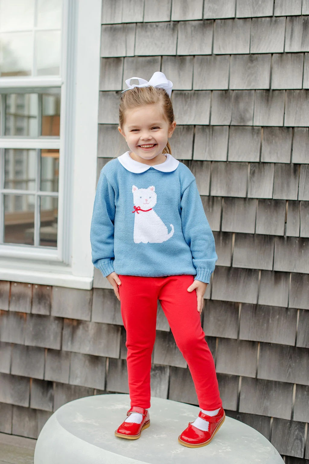 Isabelle's Intarsia Sweater - Barrington Blue/Cat