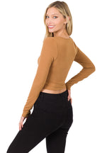 Tessa Twist Front LS Crop Top