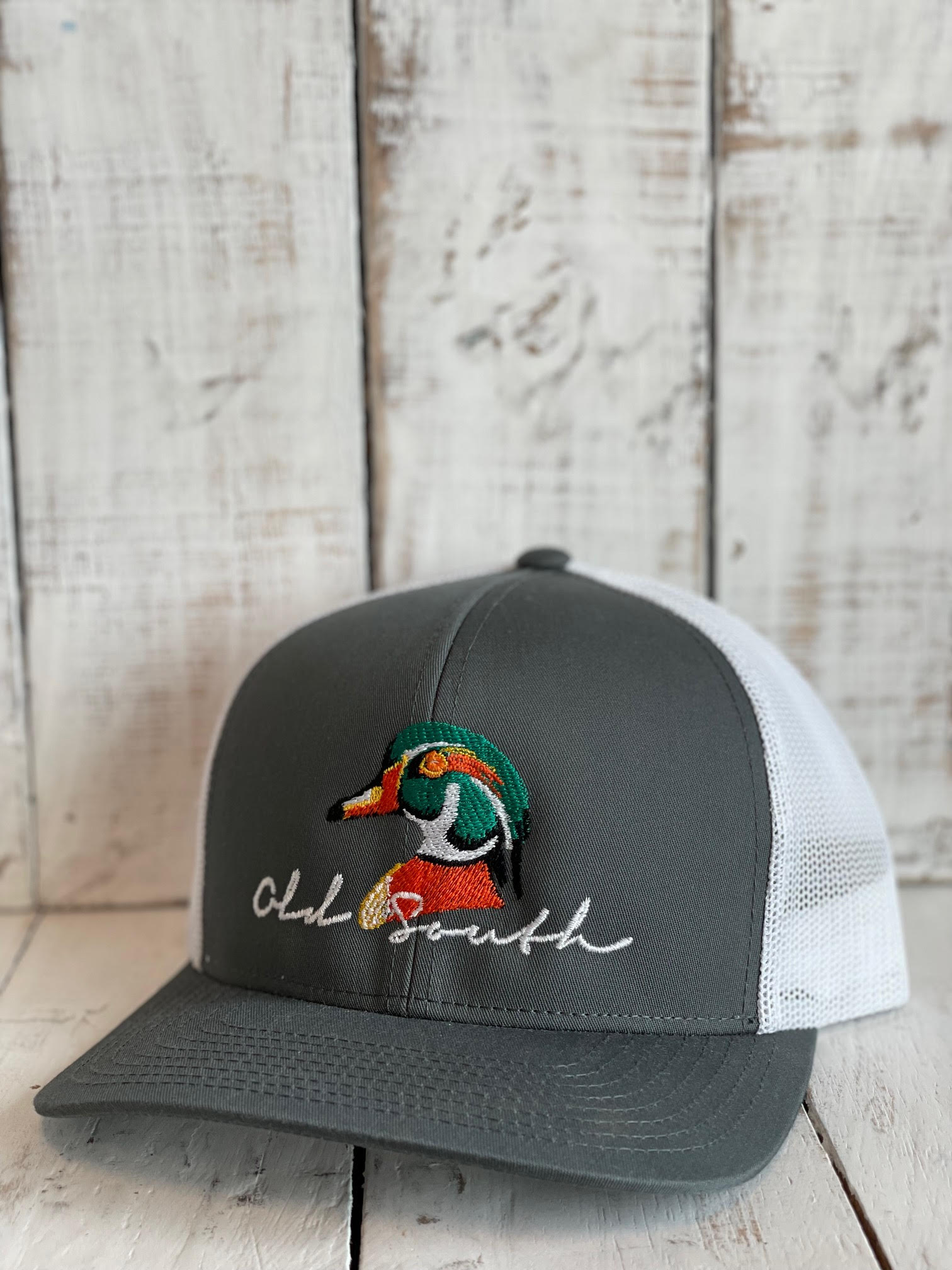 Wood Duck Trucker Hat Graphite/White