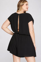 Drop Shoulder Woven Romper