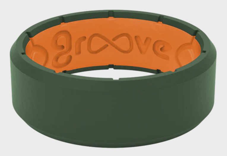 Edge Silicone Ring Moss Green/Orange