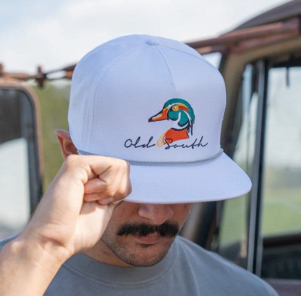 Wood Duck Head Whiteout Hat - White