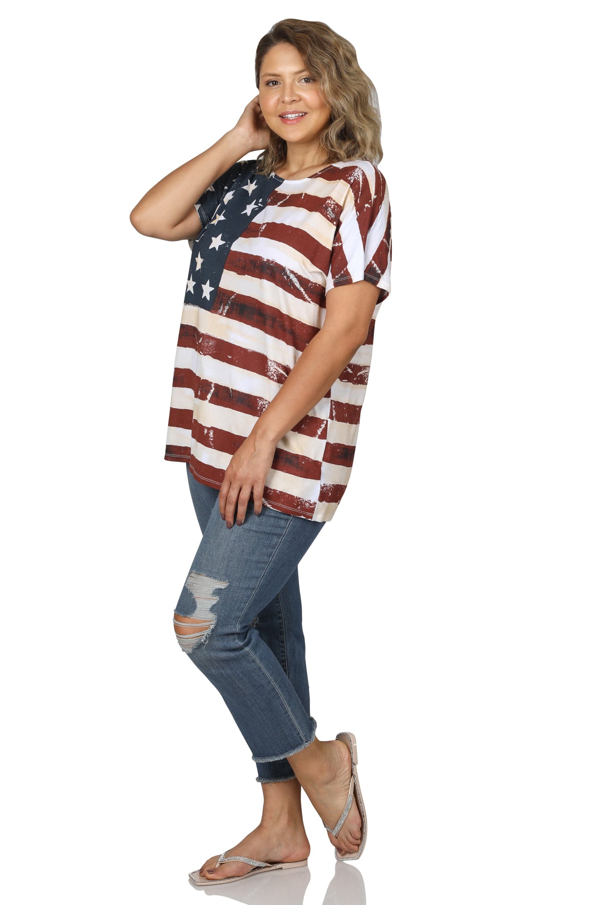 American Flag Short Sleeve Top