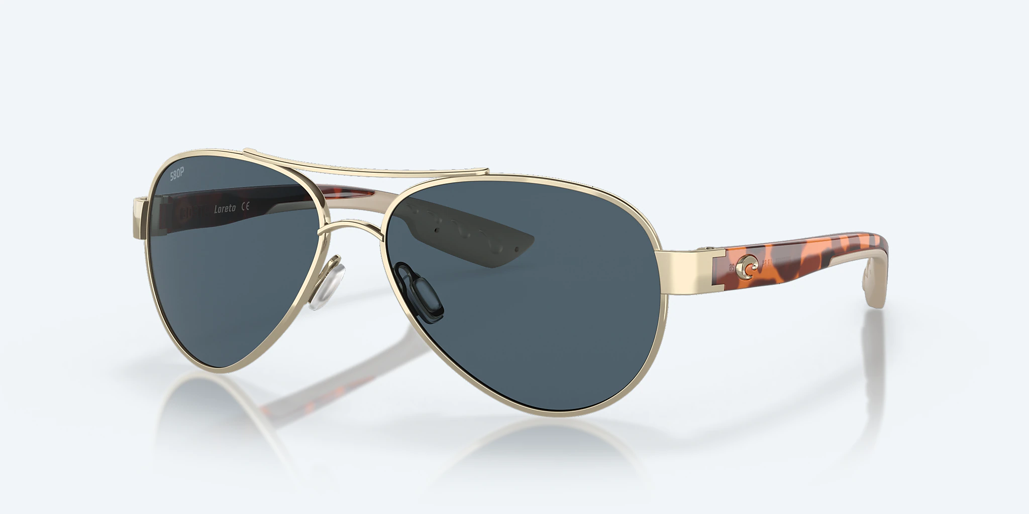 Loreto Sunglasses - Rose Gold W/Tortoise Temples - Gray 580P