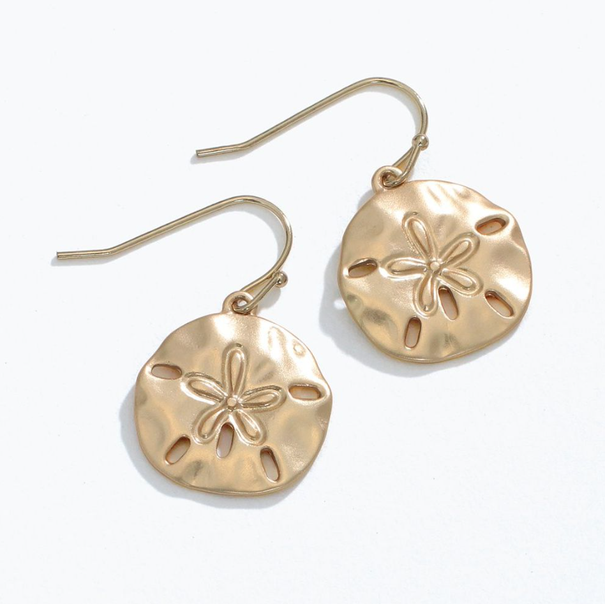 Earrings- Matte Gold Sand Dollars