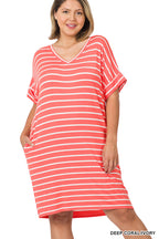 PS Rolled Short Sleeve V-Neck Dress
