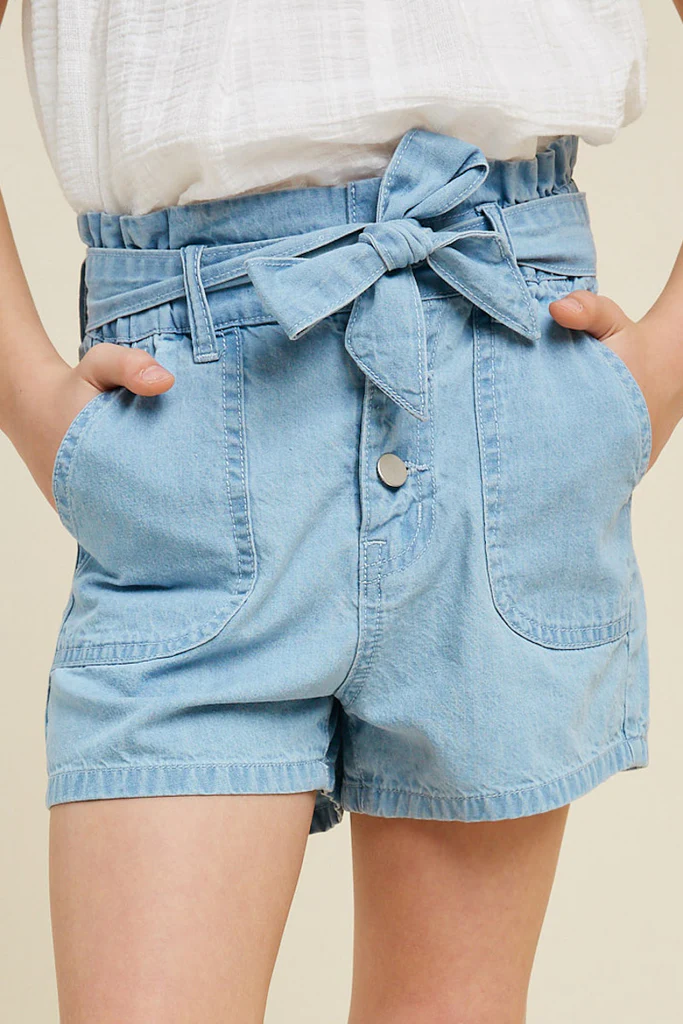 Belted High-Rise Paperbag Shorts