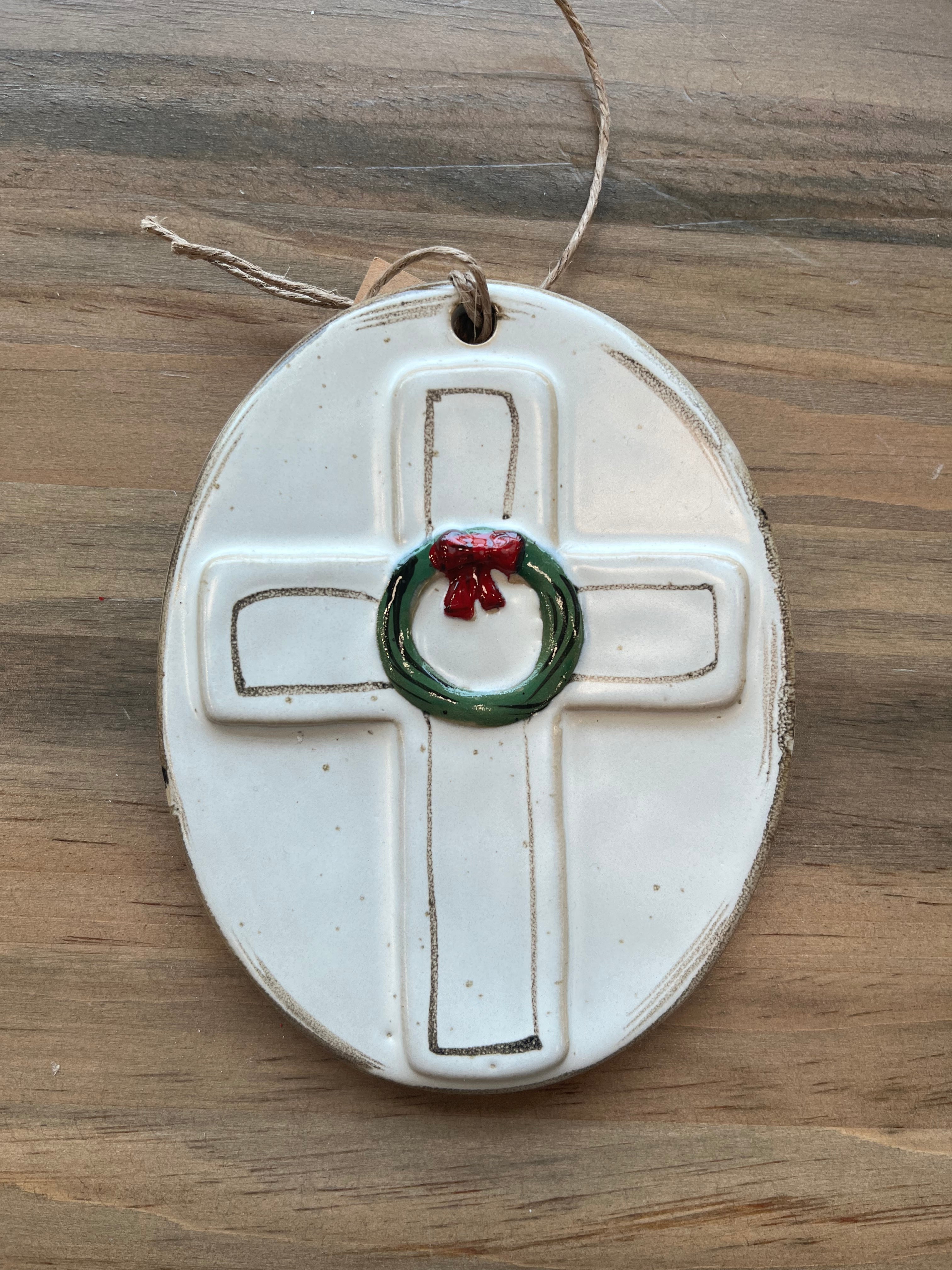 Stoneware Cross Ornament