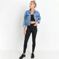 Raw & Ribbed Crop Denim Jacket