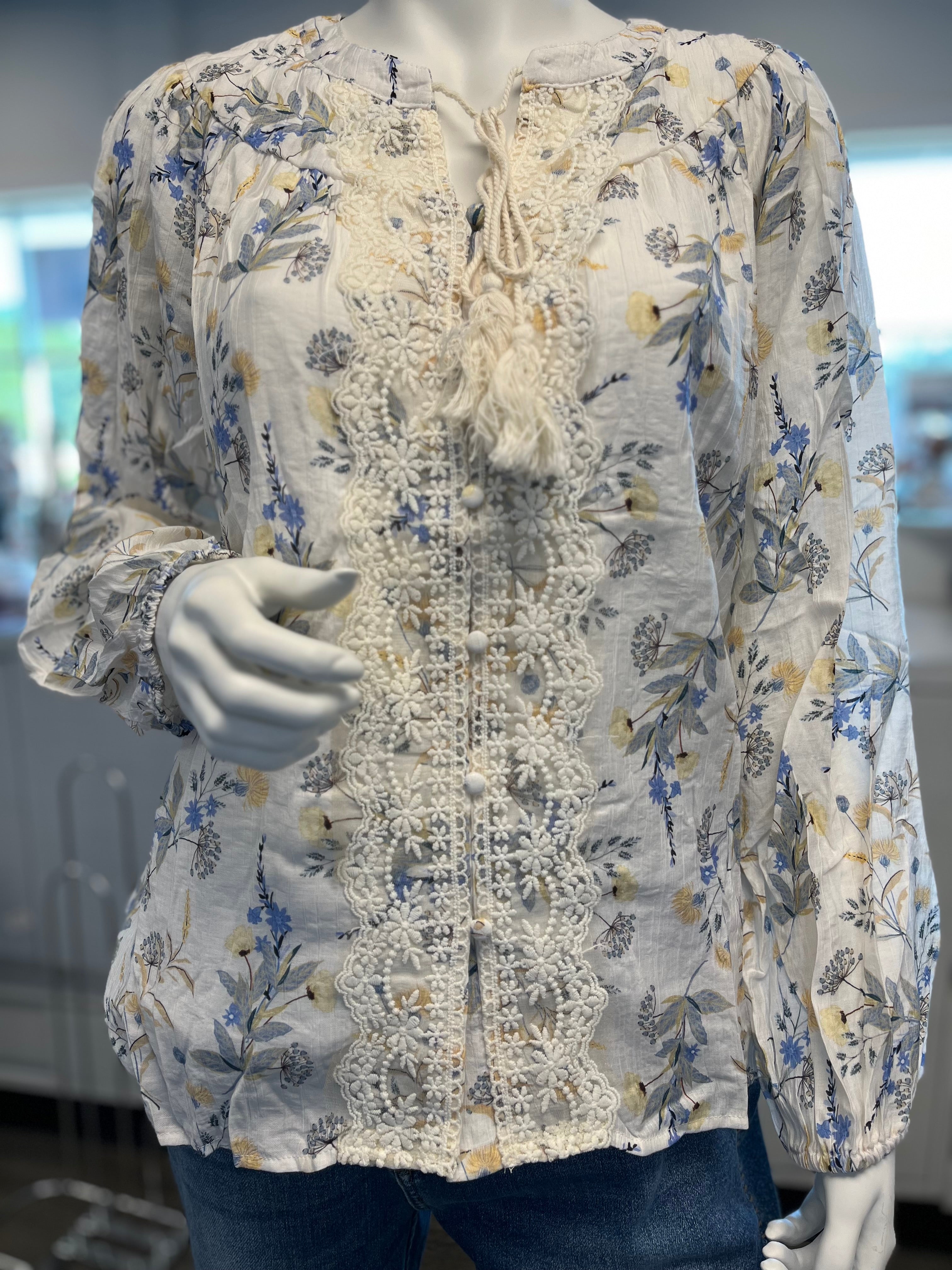 Hayden Lace L/S Button Up Blouse