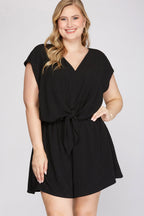 Drop Shoulder Woven Romper