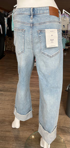 Ella High Rise Straight Wide Cuffed Jeans