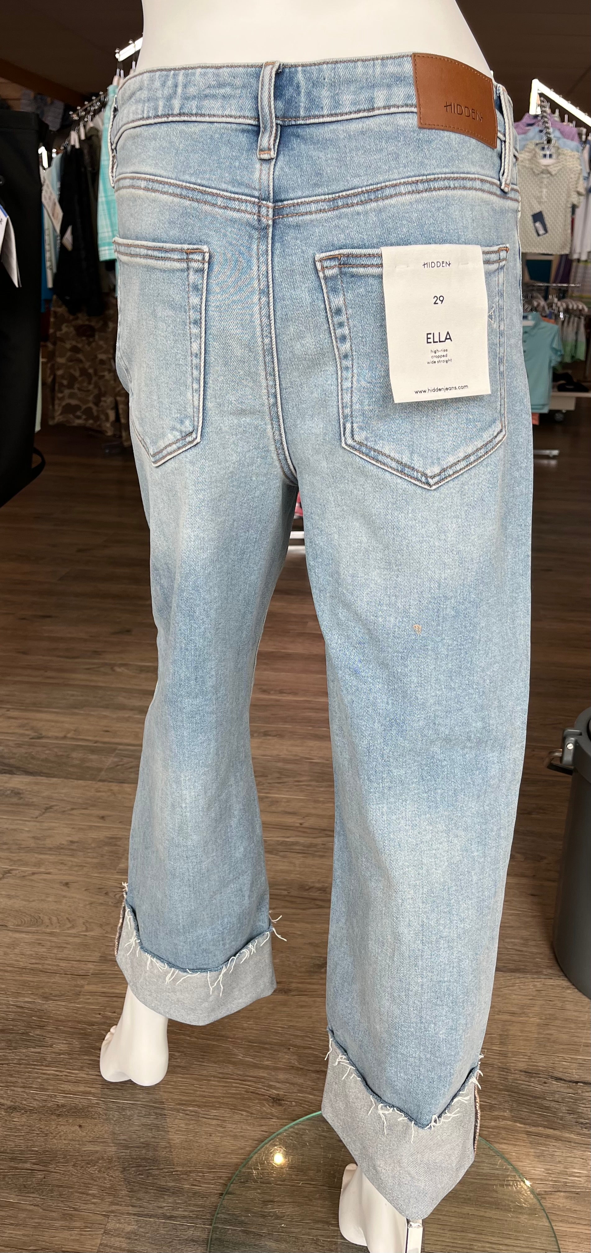 Ella High Rise Straight Wide Cuffed Jeans