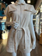 Belted s/s Romper w/ Zipper